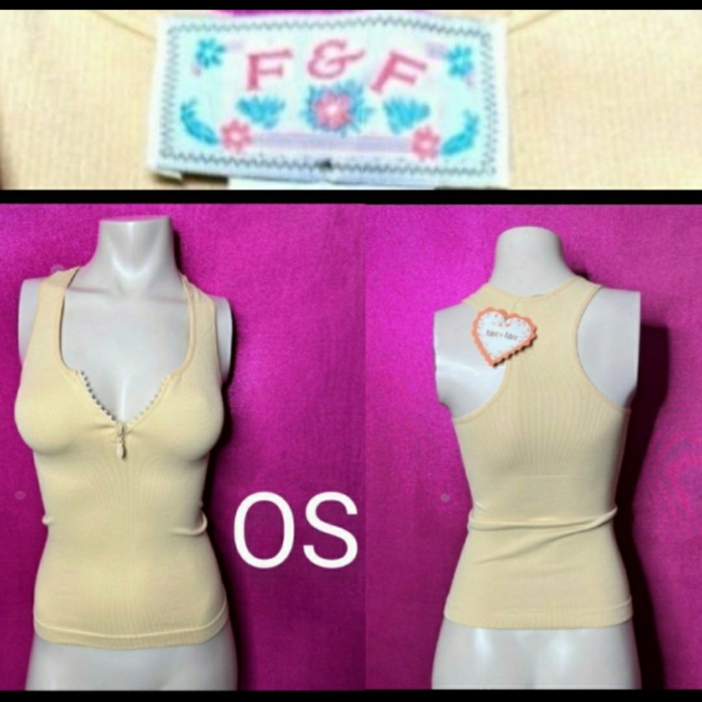 🆕Cream Beige Nylon/Spandex Loungewear Tank Top ~One Size Fits Up To Size M